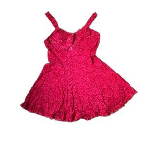 Vintage Inner Most Red Lace Slip Dress Size XL Lingerie